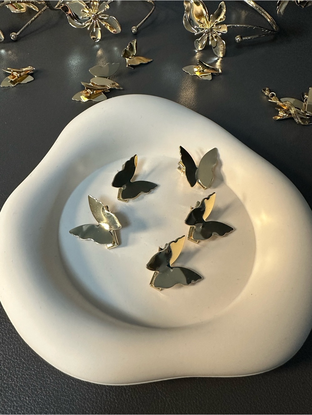 Gold Butterfly hair clips - Set of 5